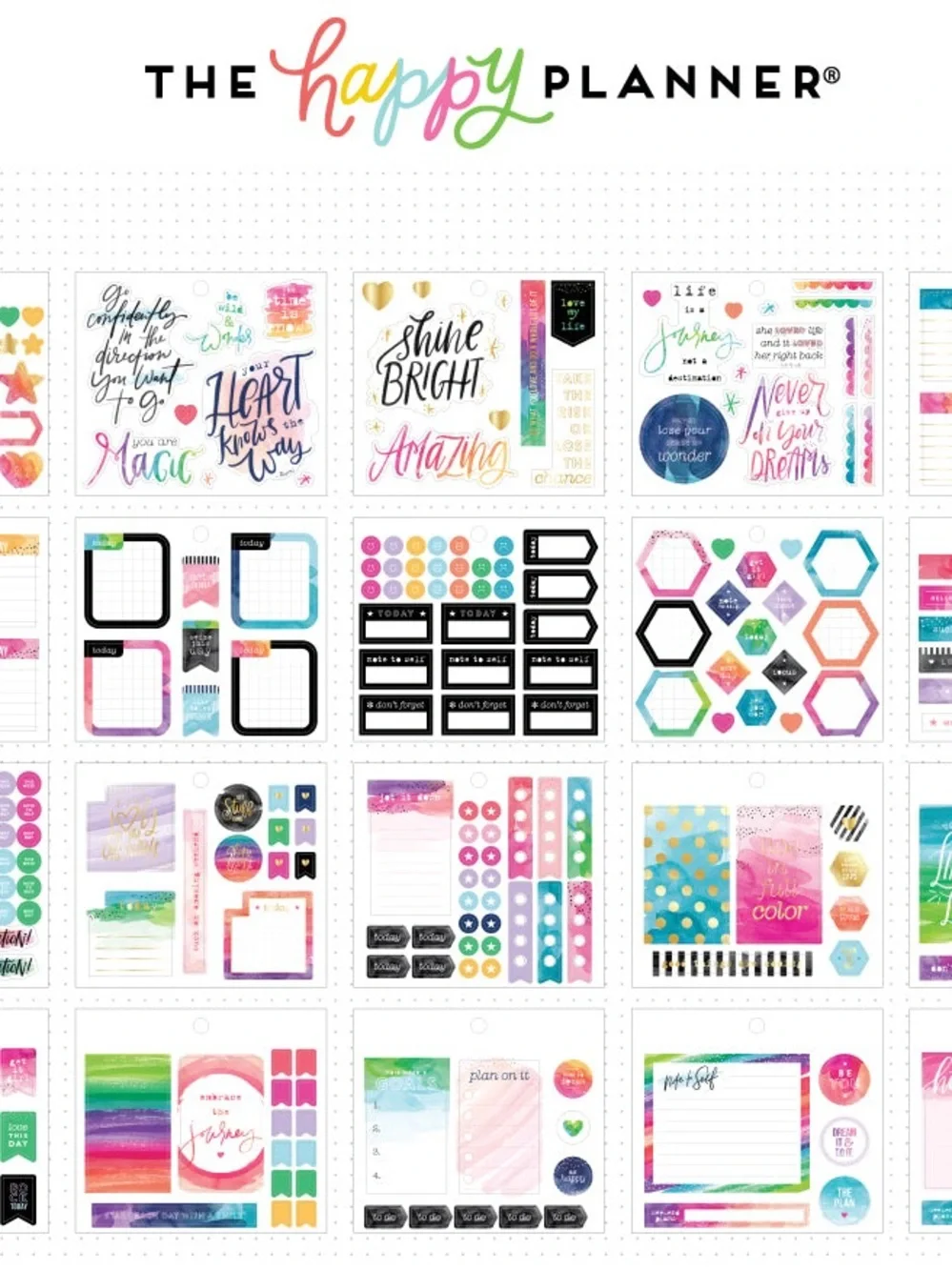 The Happy Planner Watercolor Brights 401 Piece Planner Accessory Kit
